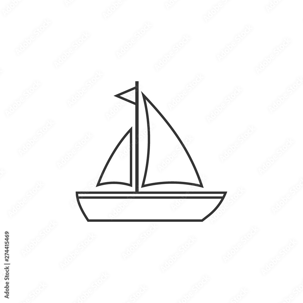 Boat, sail, sailing, ship, yacht icon. Vector illustration, flat design.