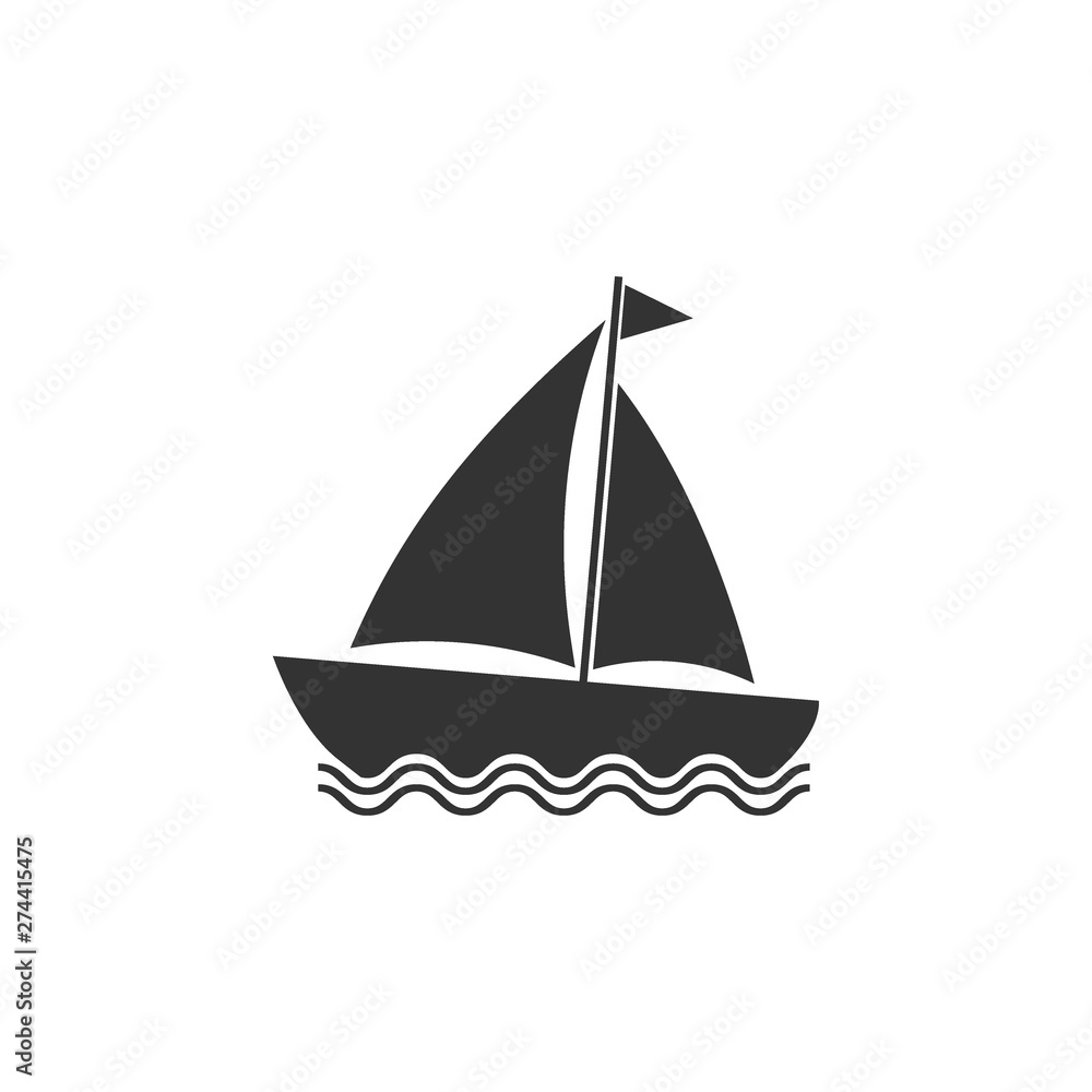 Boat, sail, sailing, ship, yacht icon. Vector illustration, flat design.