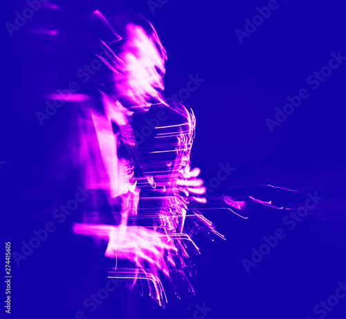 Canvas Print Saxophone player performing on stage