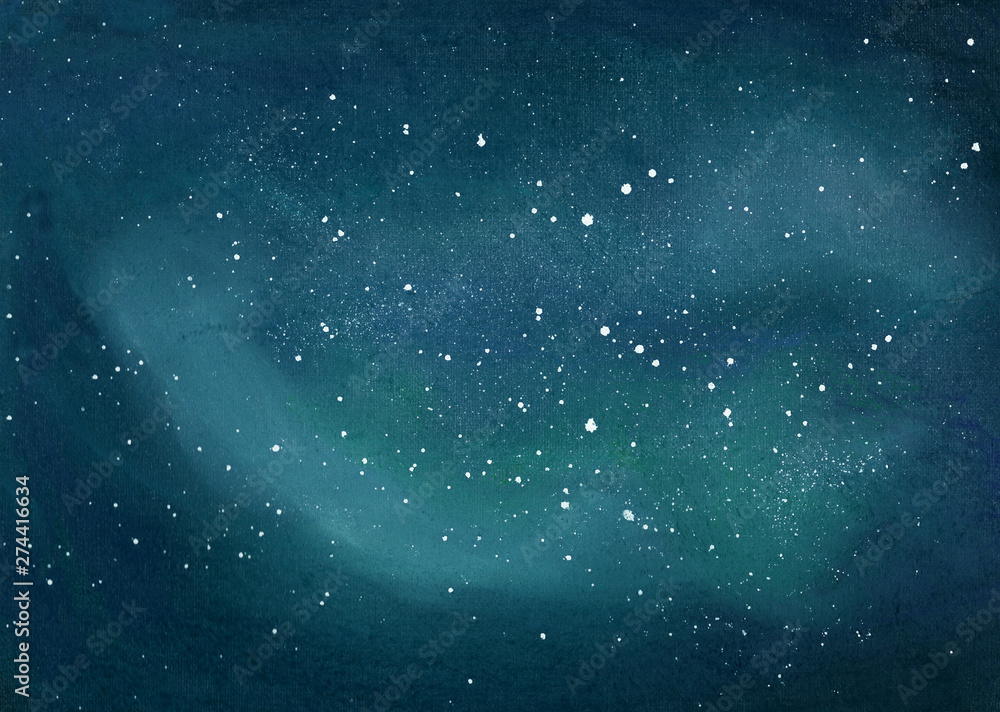 Starry outer space background texture. Galaxy. Watercolor background
