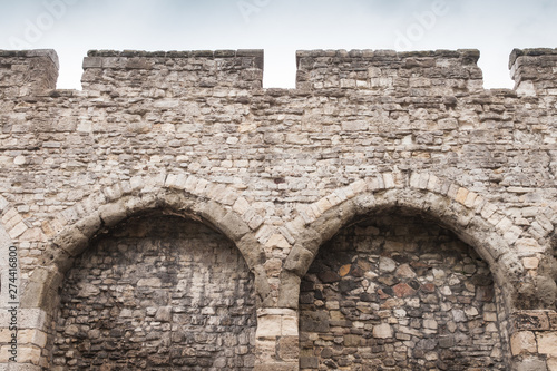Old stone town walls of Southampton