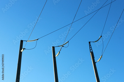 Wallpaper Mural Electrical Pole With Power Lines Against Blue Sky Torontodigital.ca