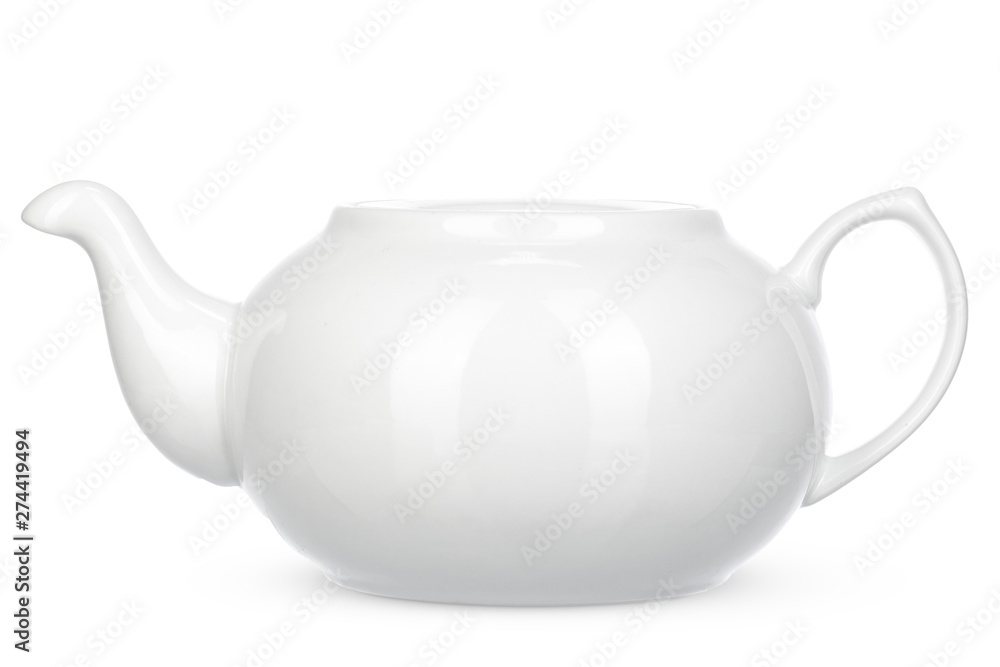 White ceramic kettle isolate on white background White ceramic kettle isolate on white background