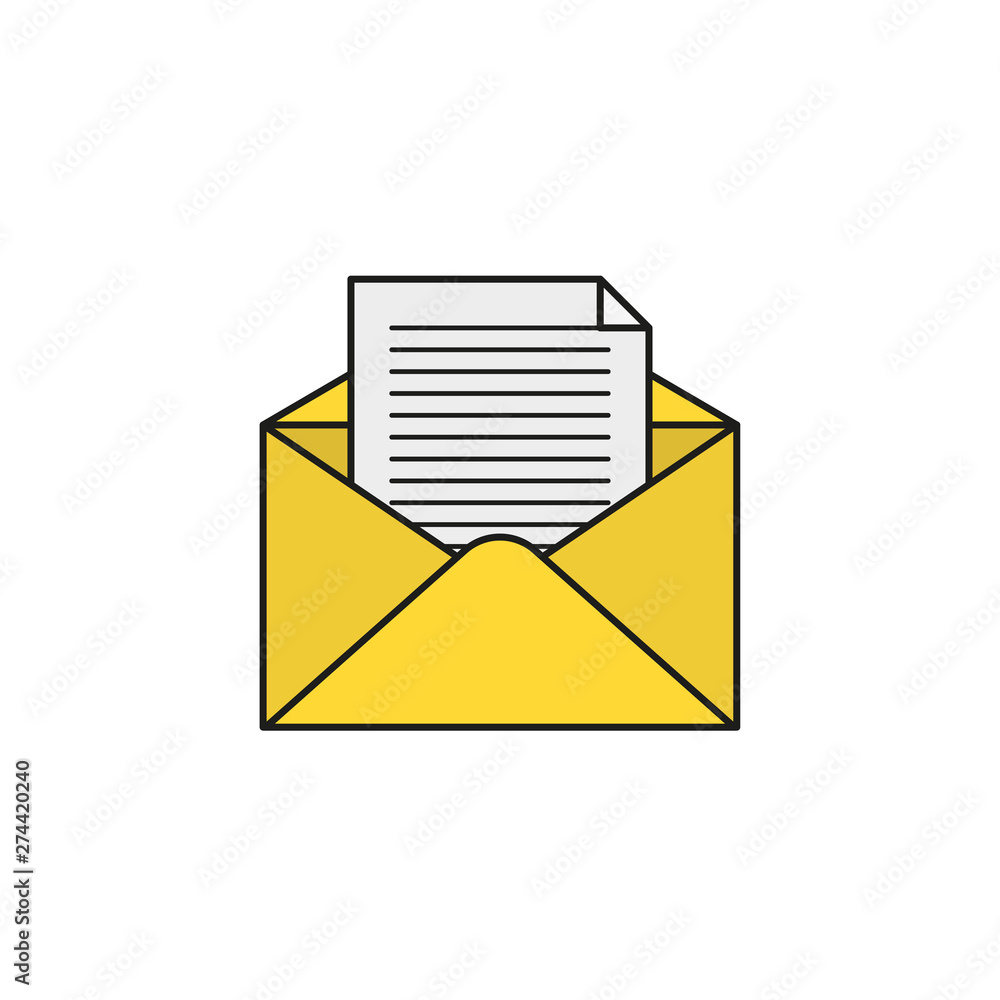 colored icon open letter envelope in flat colored icon open letter envelope in flat