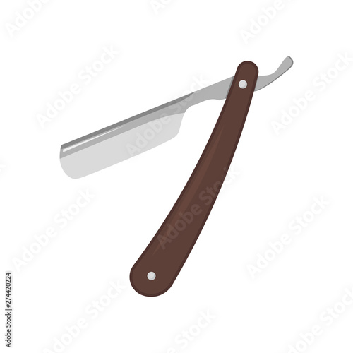 straight razor on white background in flat
