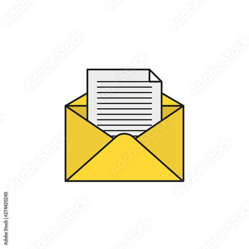 colored icon open letter envelope in flat