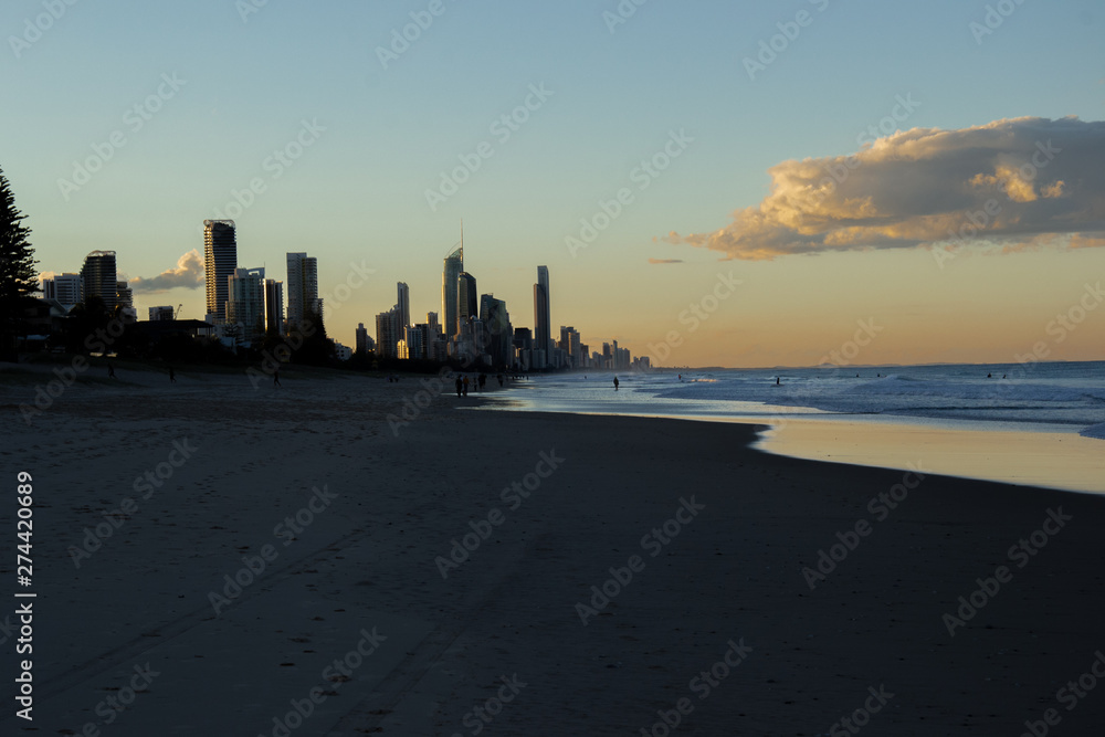 Beautiful huge beach in gold coast