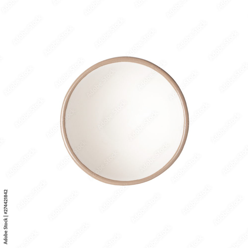 White plate, bowl with a gold border. View from above, egg stand. White plate, bowl with a gold border. View from above, egg stand.