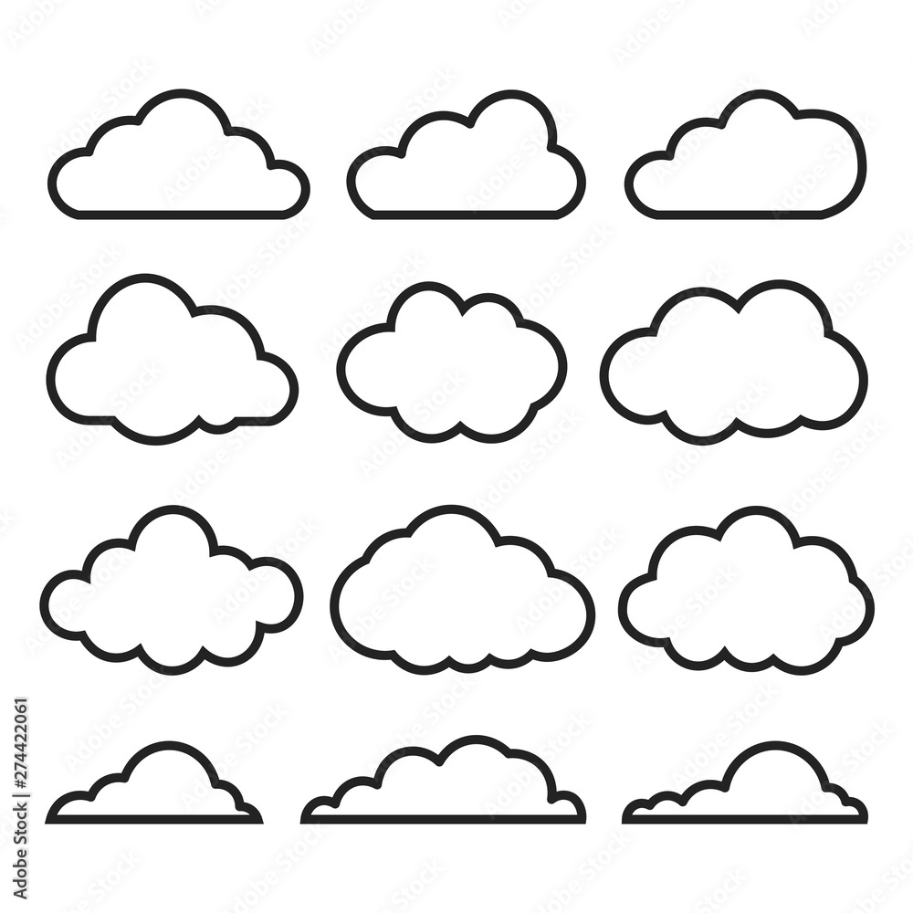 Creative modern concept cloud icon set on white background vector illustration. EPS 10 Creative modern concept cloud icon set on white background vector illustration. EPS 10