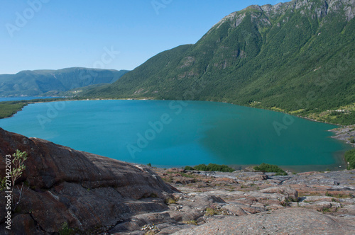 blue fjord Svarisen in the North of Norway