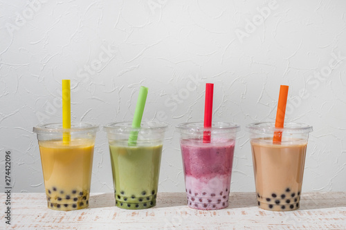 Fotografía タピオカアイスティー　タピオカドリンク　Asian style Tapioca bubble tea