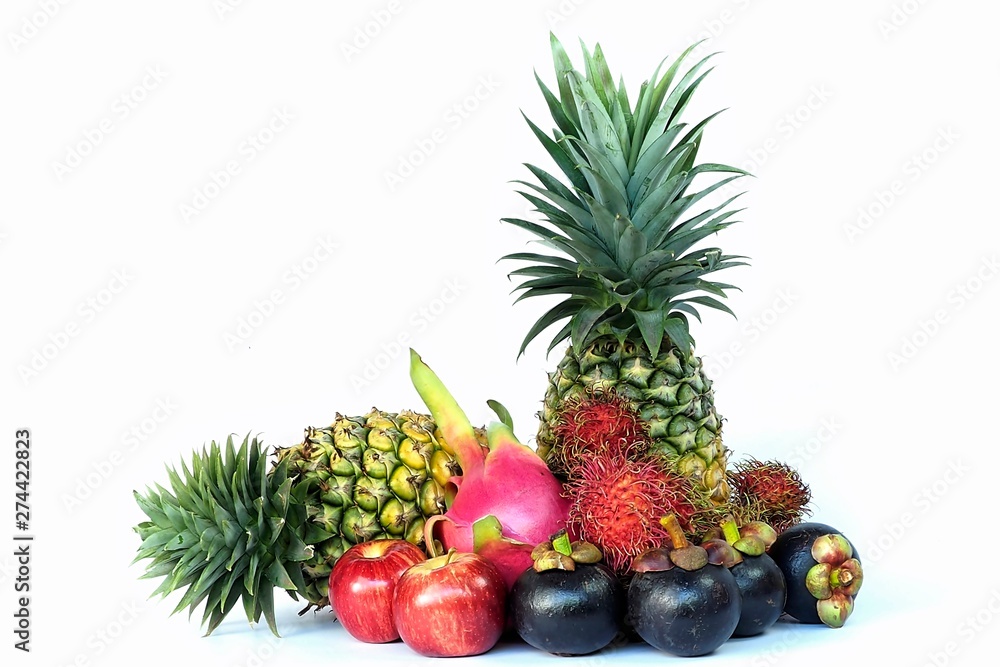 Various fruits on a white background Various fruits on a white background