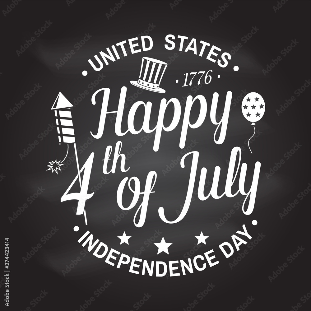 Obraz premium Vintage 4th of july design in retro style. Independence day greeting card. Patriotic banner for website template. Vector illustration.