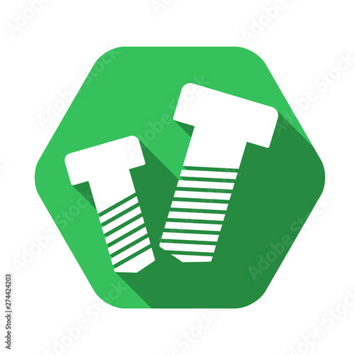 Tableau sur toile Screw vector green icon in modern flat style isolated