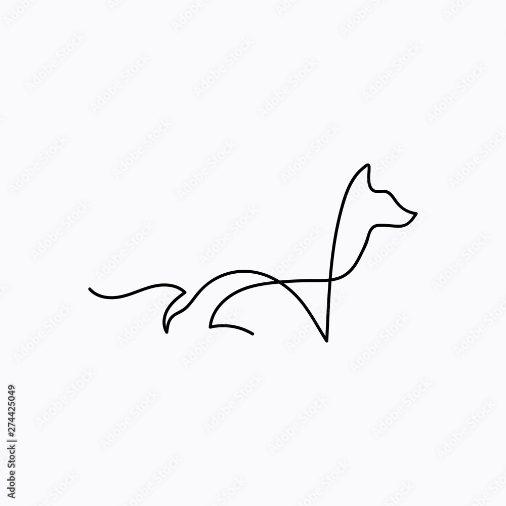Obraz premium One line fox design silhouette. Vector illustration