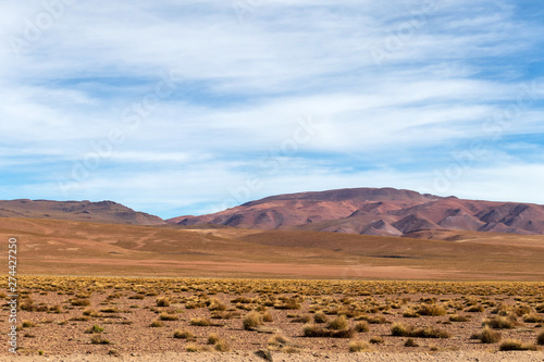 Background with barren desert scenery in the Bolivian Andes, in the Nature reserve Edoardo Avaroa