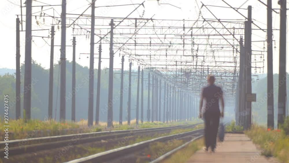 The movement of trains by rail in the countryside. East European Railway. The movement of trains by rail in the countryside. East European Railway.