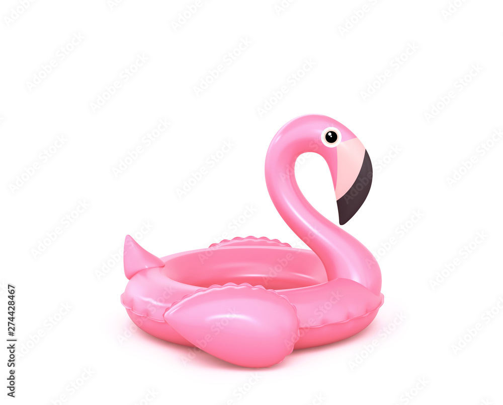 Inflatable pink flamingo isolated on white Inflatable pink flamingo isolated on white