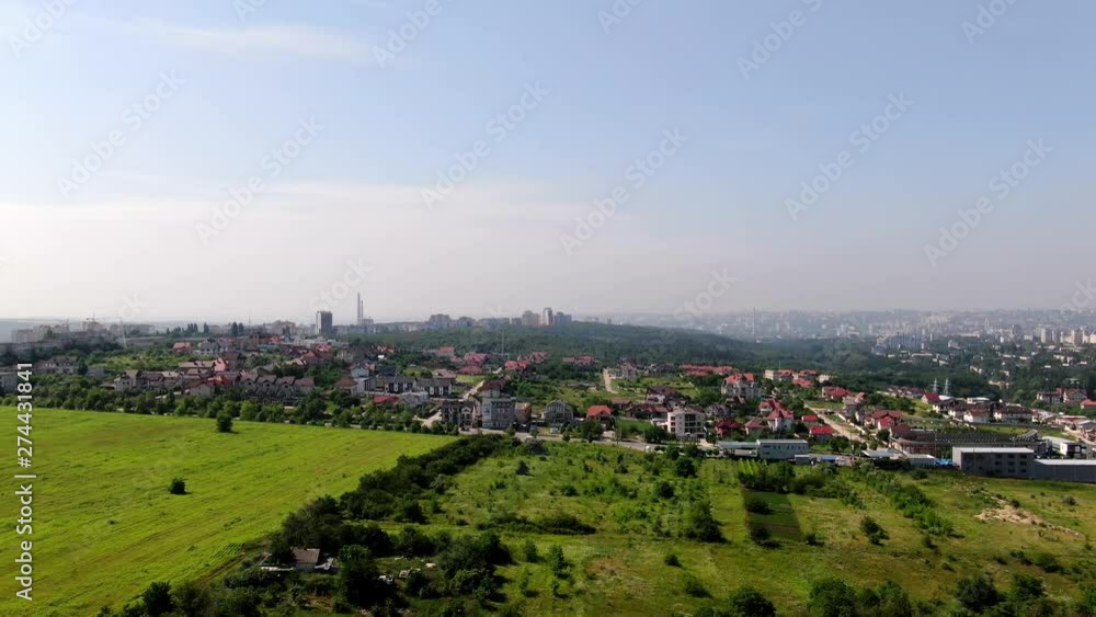 Wide aerial of a vast panorama of Chisinau, the capital city of Moldova Wide aerial of a vast panorama of Chisinau, the capital city of Moldova