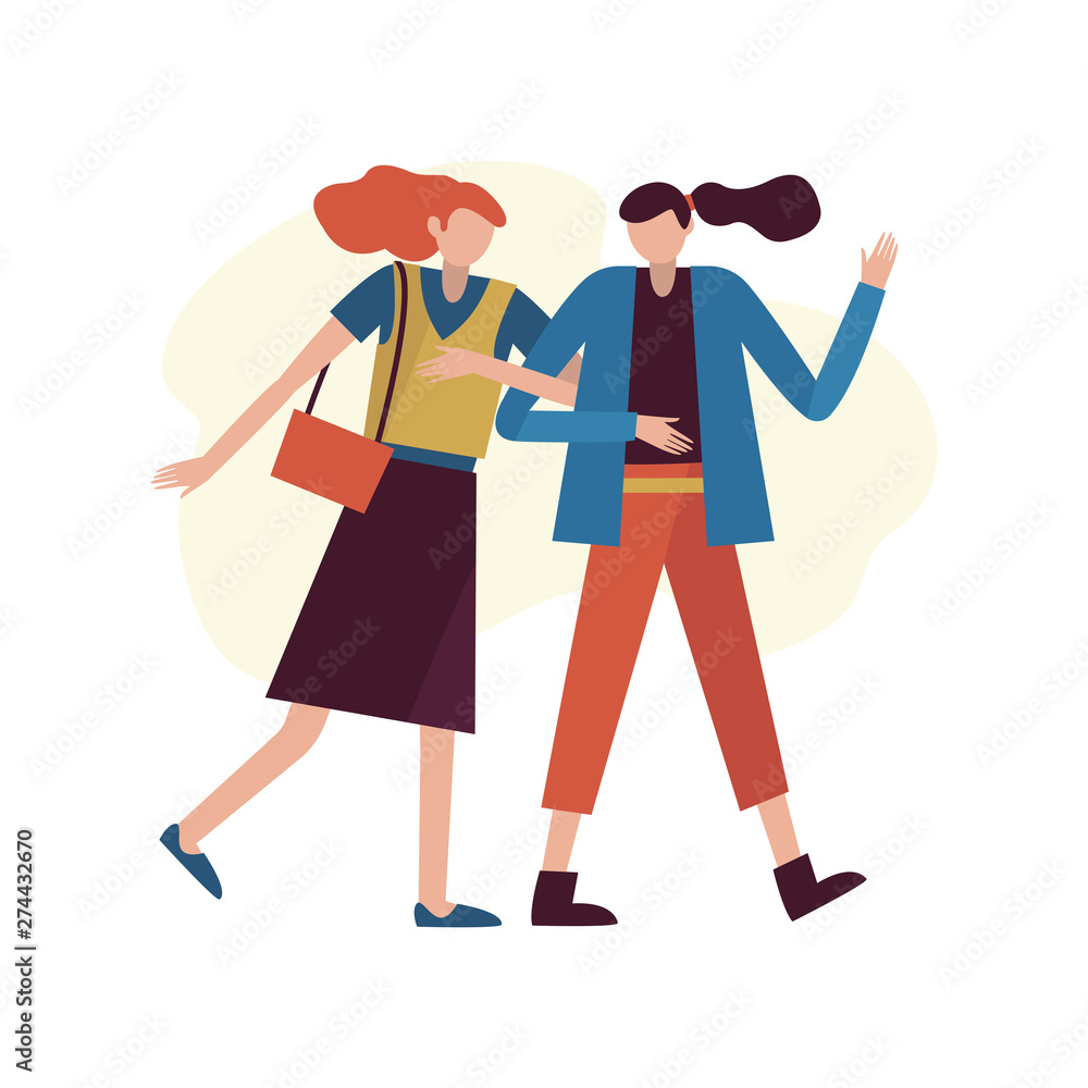 Best friends. Vector image isolated on a white background. Trendy flat style.