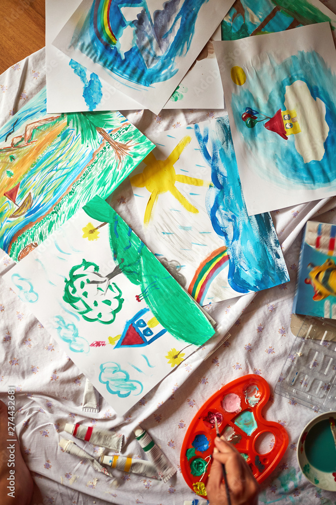 Naklejka premium Artworks with temperas
