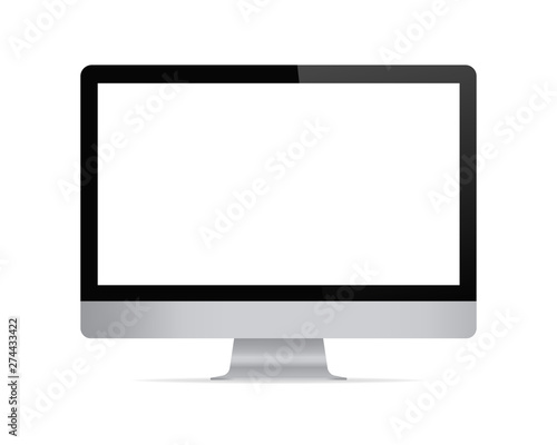 Desktop computer display mockup isolated on white background.