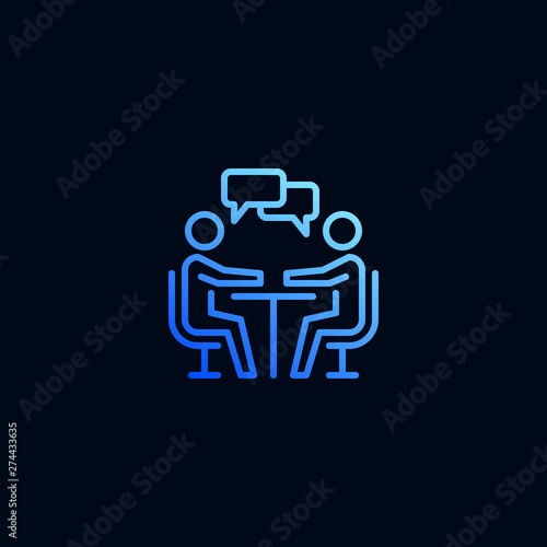 Two people talking in cafe line icon. Vector illustration in linear style.