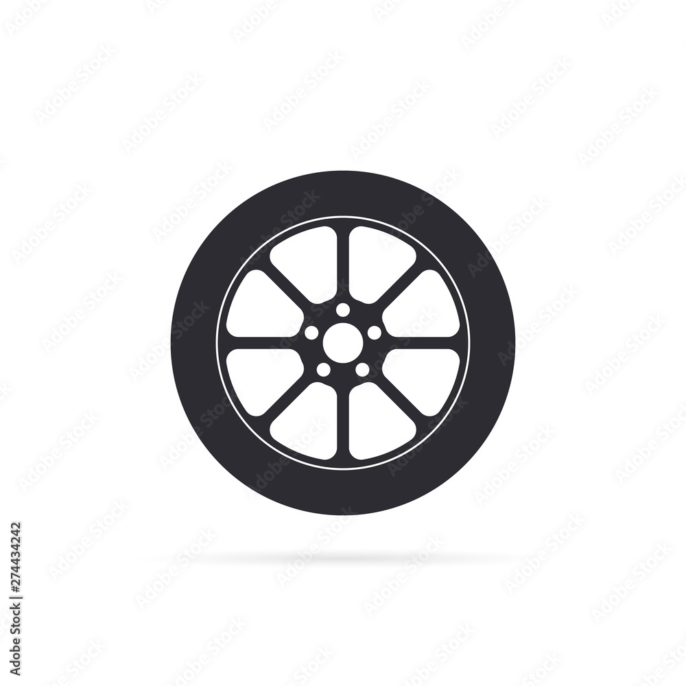 Obraz premium Car wheel icon with shadow