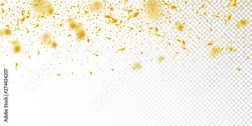 Streamers and confetti. Gold tinsel and foil ribbo