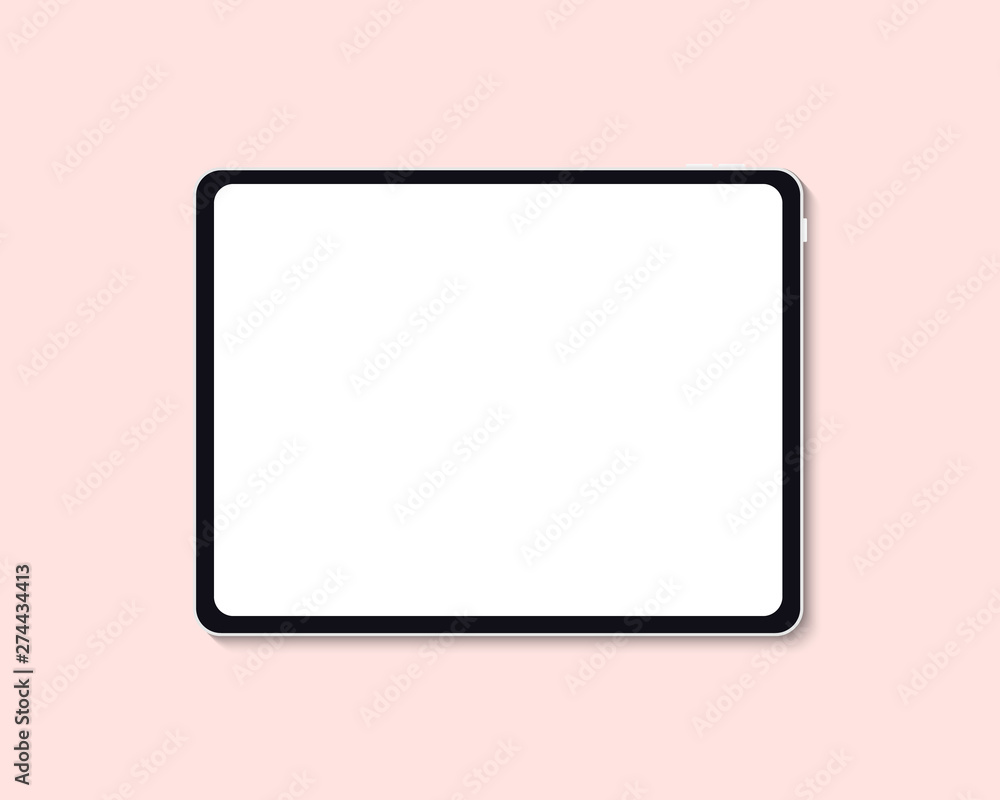 Tablet mockup isolated on pink background. Laptop with blank screen. Vector template. Tablet mockup isolated on pink background. Laptop with blank screen. Vector template.