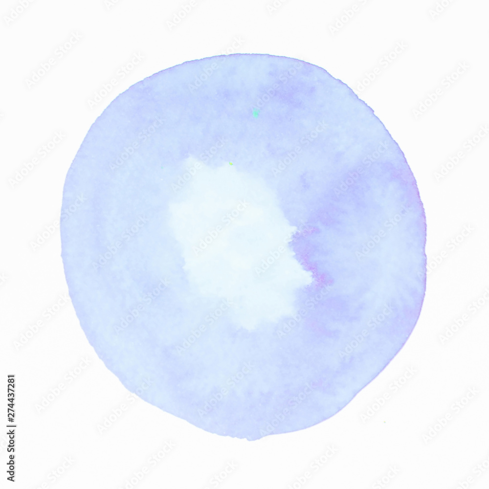 Blue watercolor circle splash on white backdrop Blue watercolor circle splash on white backdrop