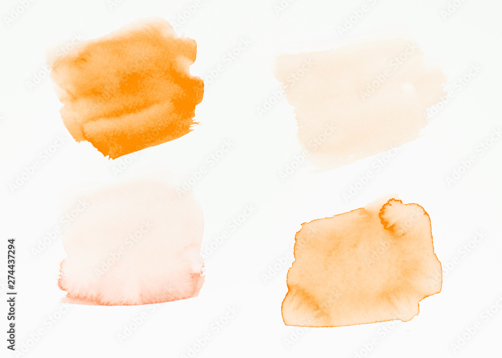 Fototapeta premium An orange brush strokes isolated on white backdrop