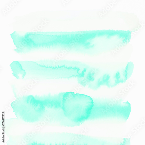 Turquoise watercolor stain isolated on white background