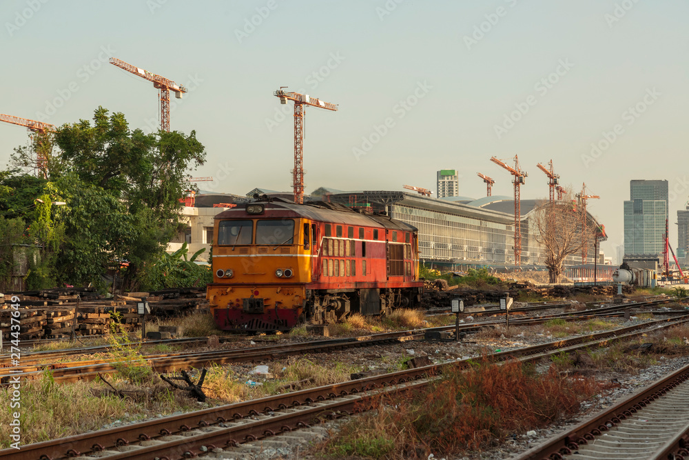 Construction site of Bangsue grand station Bangkok metropolitan  ,largest railway station in Southeast Asia and  600 metre long platforms, Thailand