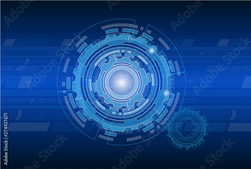 Blue circle abstract technology background-high technology communication concept.
