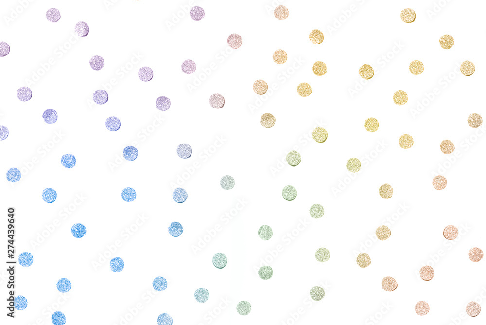 Rainbow glitter dot paper cut on white background - isolated Rainbow glitter dot paper cut on white background - isolated