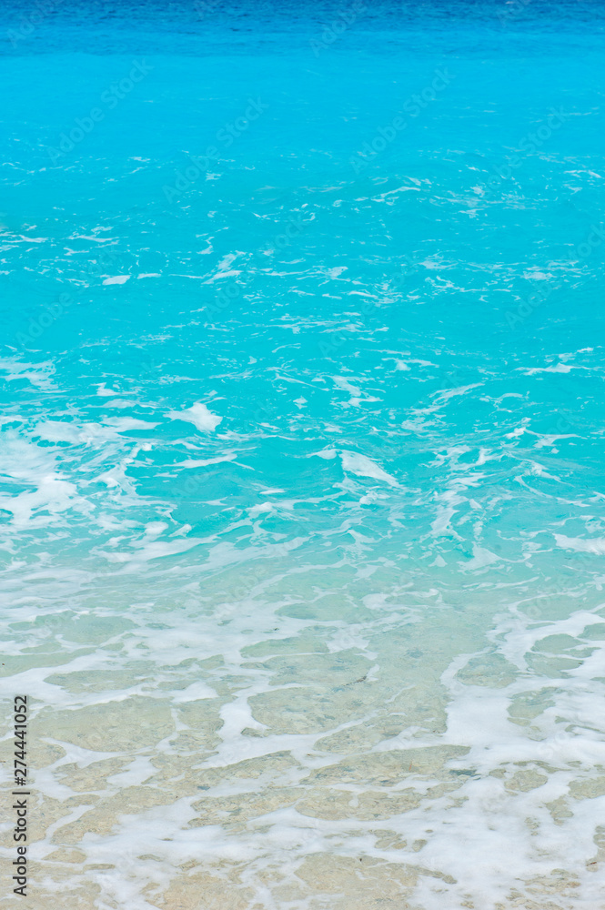 Beautiful blue sea. Kavalikefta beach. Love sea. Lefkada Island, Greece.