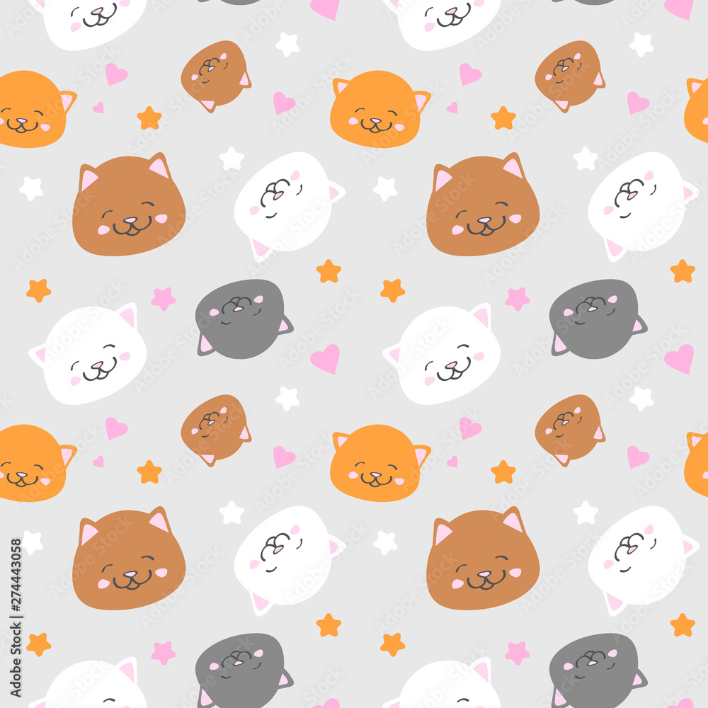cute cat face seamless pattern cute cat face seamless pattern