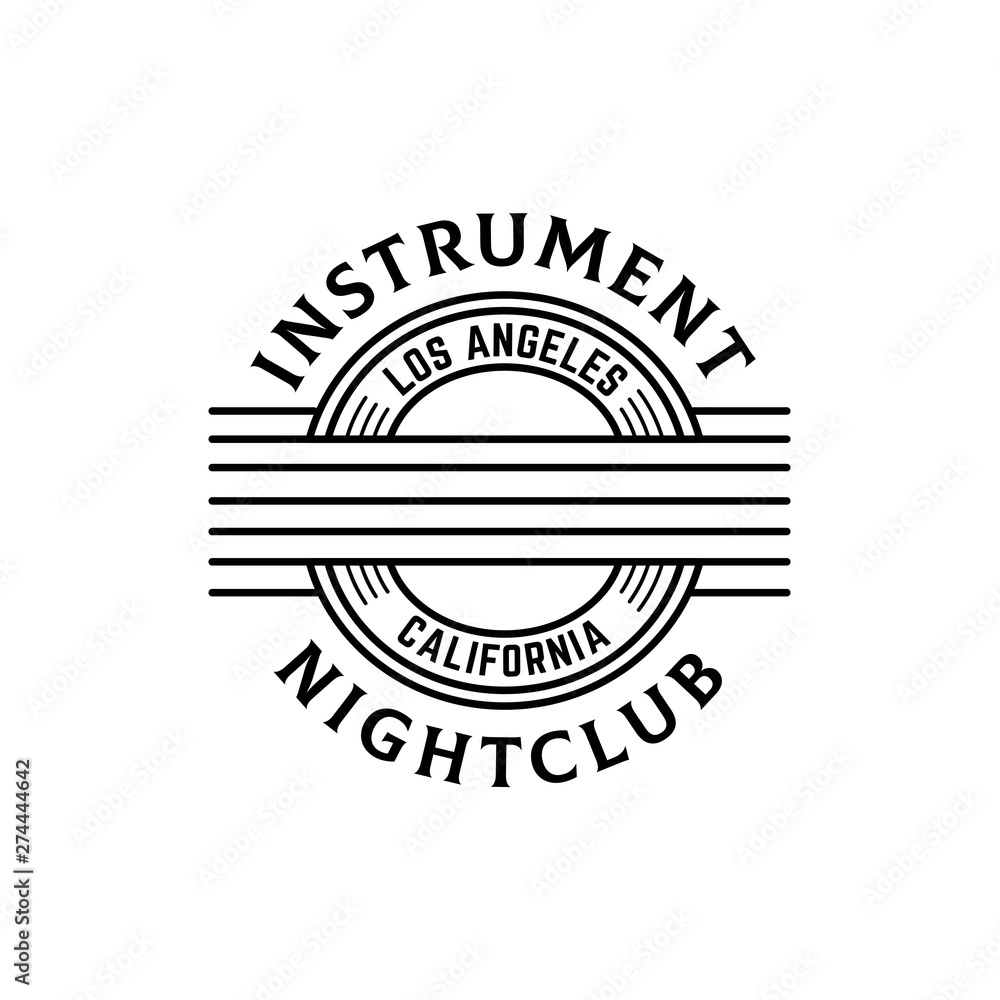Music nightclub guitar seal line art logo design