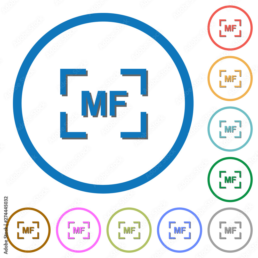 Camera manal focus mode icons with shadows and outlines
