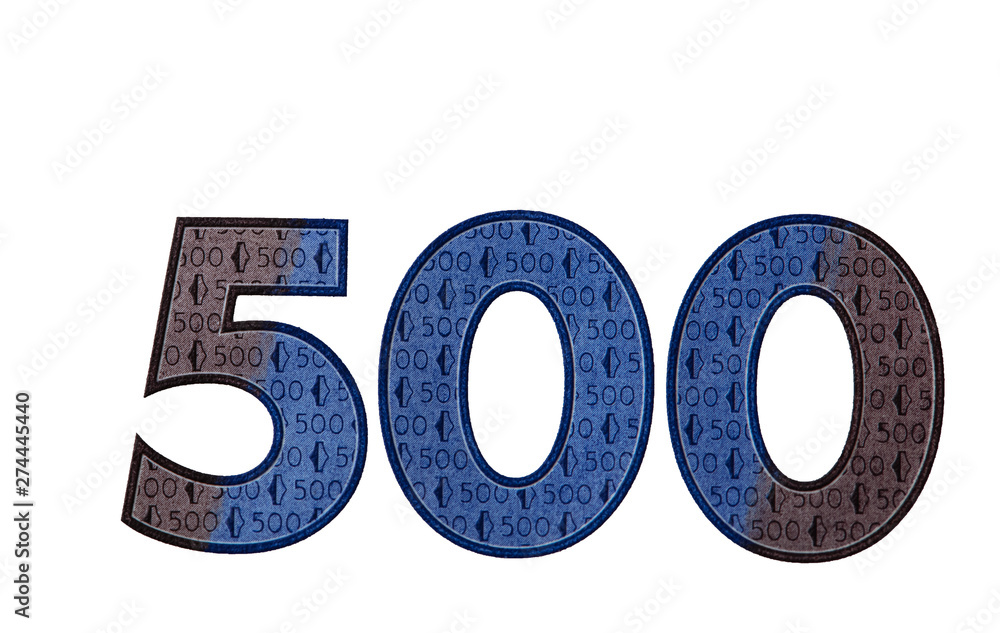closeup of cut number 500 of hryvnya banknkote on white background closeup of cut number 500 of hryvnya banknkote on white background