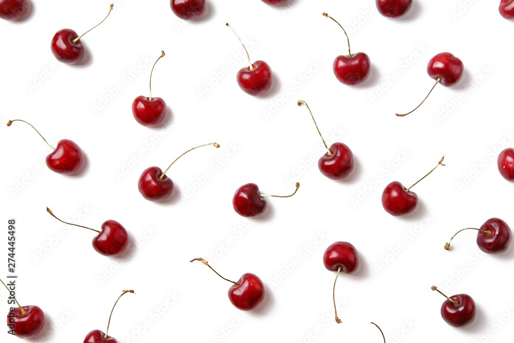 Ripe red cherries arranged on white background isolated Ripe red cherries arranged on white background isolated