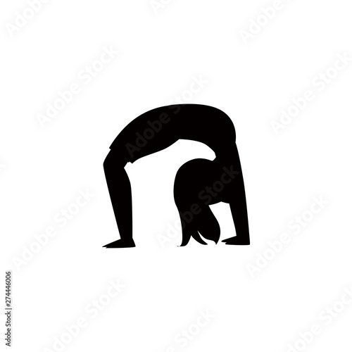Silhouette or contour of a child girl in yoga pose vector illustration isolated.