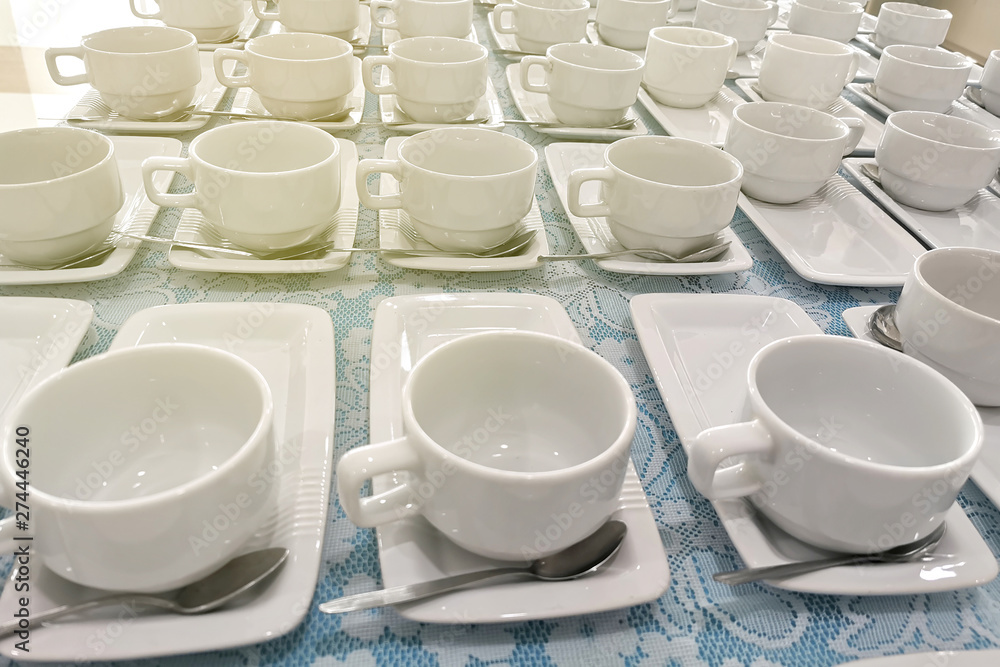 empty coffee cups for coffee break;catering service concept empty coffee cups for coffee break;catering service concept