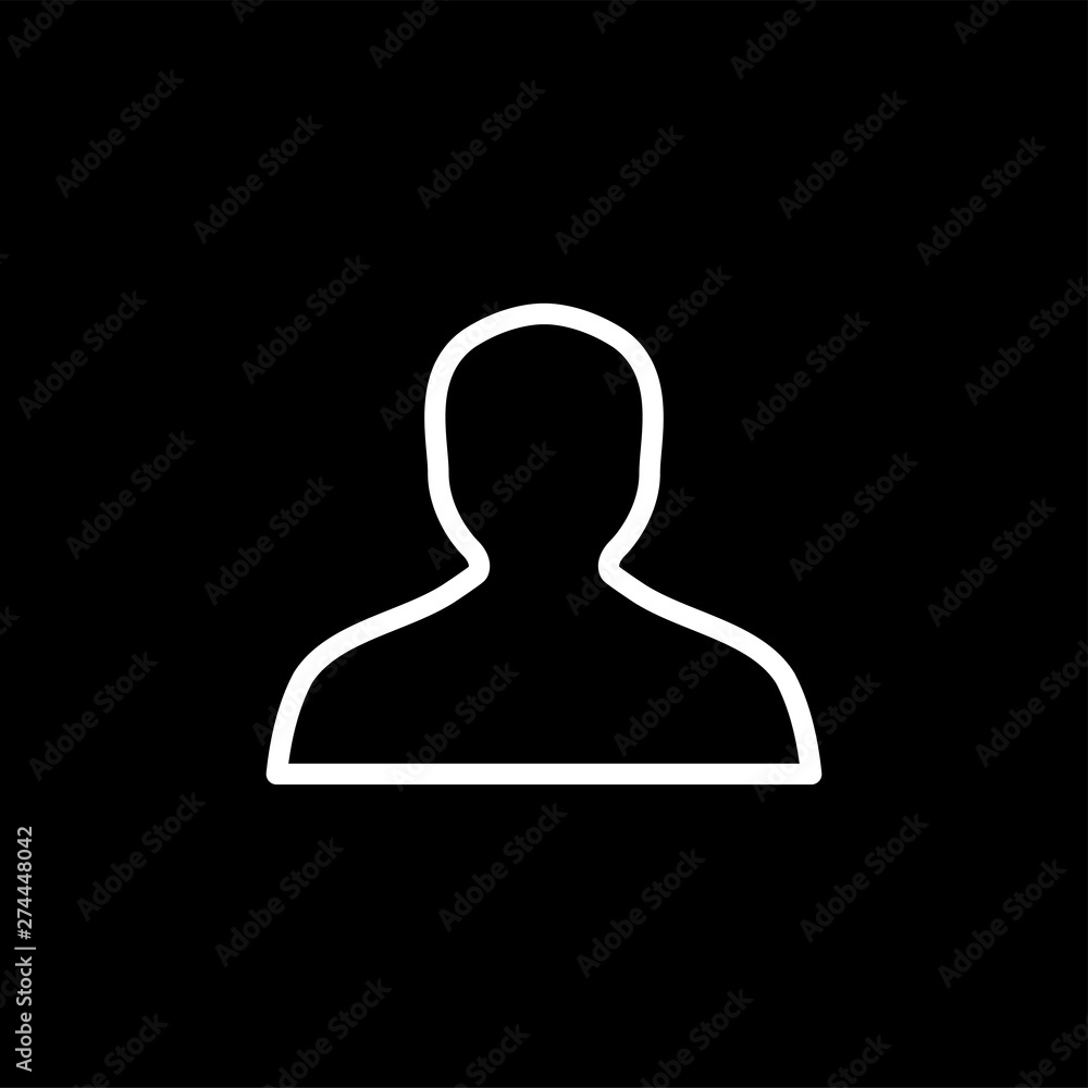 Avatar Line Icon On Black Background. Black Flat Style Vector Illustration Avatar Line Icon On Black Background. Black Flat Style Vector Illustration