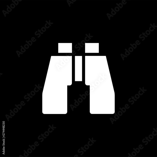 Binocular Icon On Black Background. Black Flat Style Vector Illustration