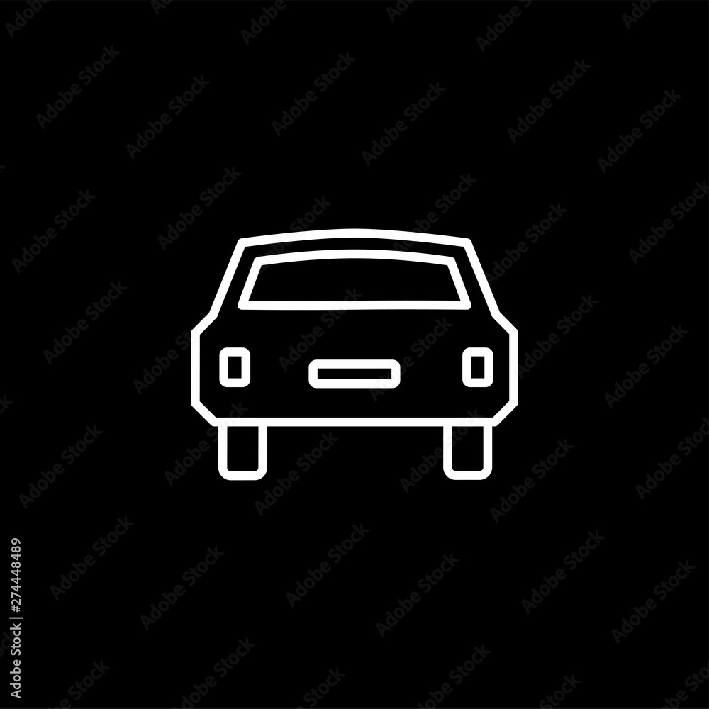 Car Line Icon On Black Background. Black Flat Style Vector Illustration Car Line Icon On Black Background. Black Flat Style Vector Illustration