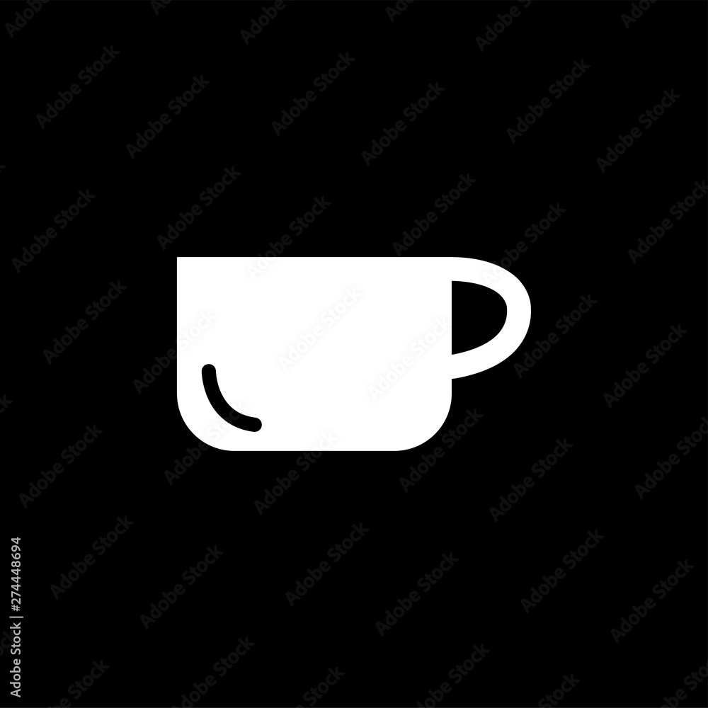 Coffee Cup Empty Icon On Black Background. Black Flat Style Vector Illustration. Coffee Cup Empty Icon On Black Background. Black Flat Style Vector Illustration.