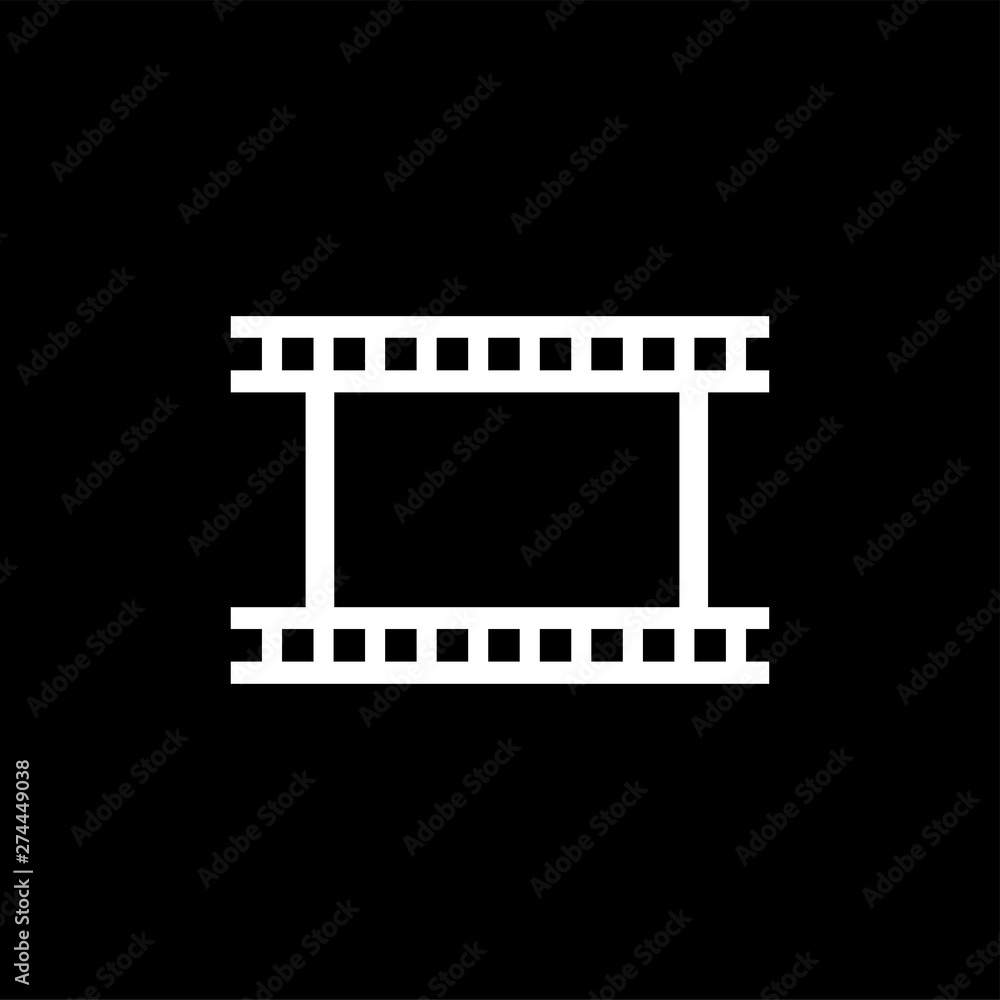 Film Strip Icon On Black Background. Black Flat Style Vector Illustration. Film Strip Icon On Black Background. Black Flat Style Vector Illustration.