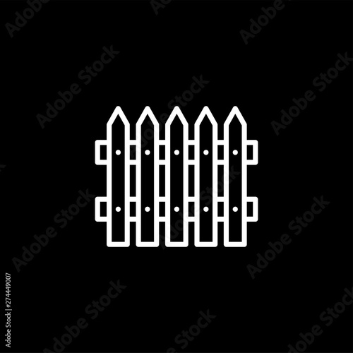 Fence Line Icon On Black Background. Black Flat Style Vector Illustration.